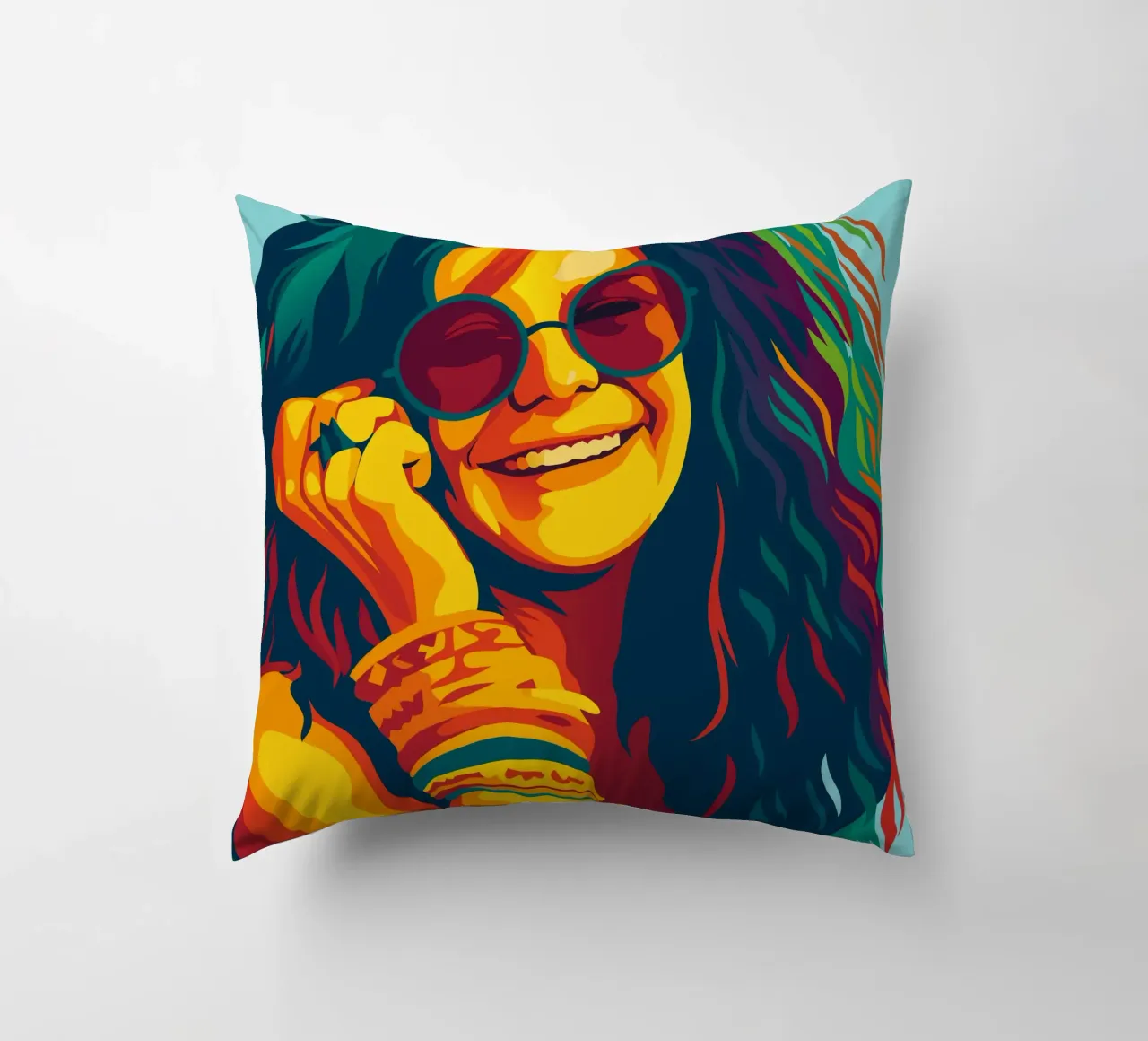 janis joplin retro pop art wpap cuscino da aiswa