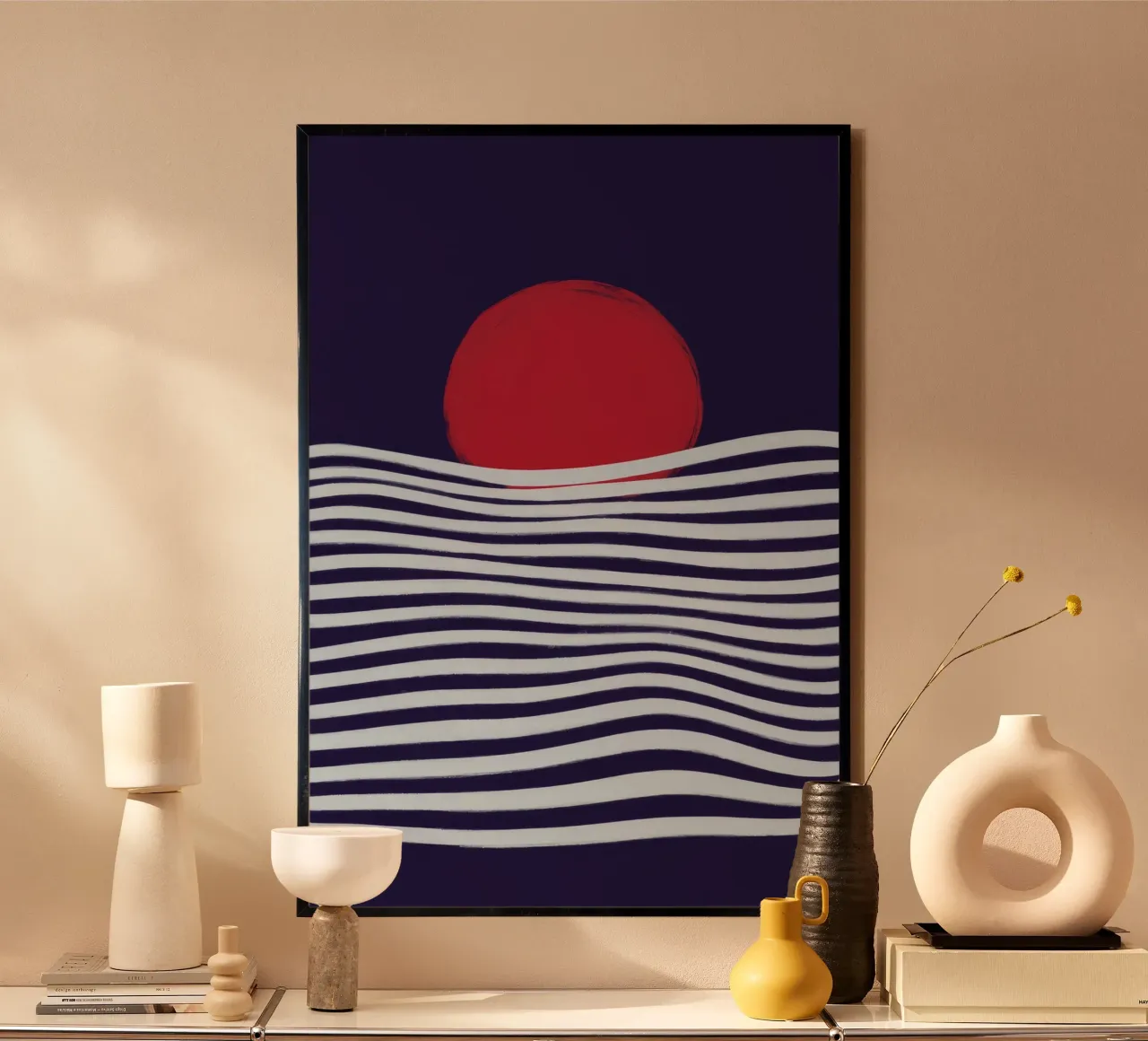 Cadenza del Mar Cremisi poster con telaio in legno da Stone Patina