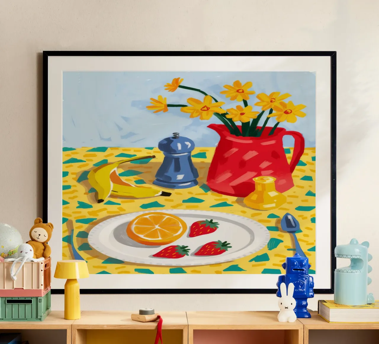 Gioia della cucina del girasole poster con telaio in plastica da Paez Harmony