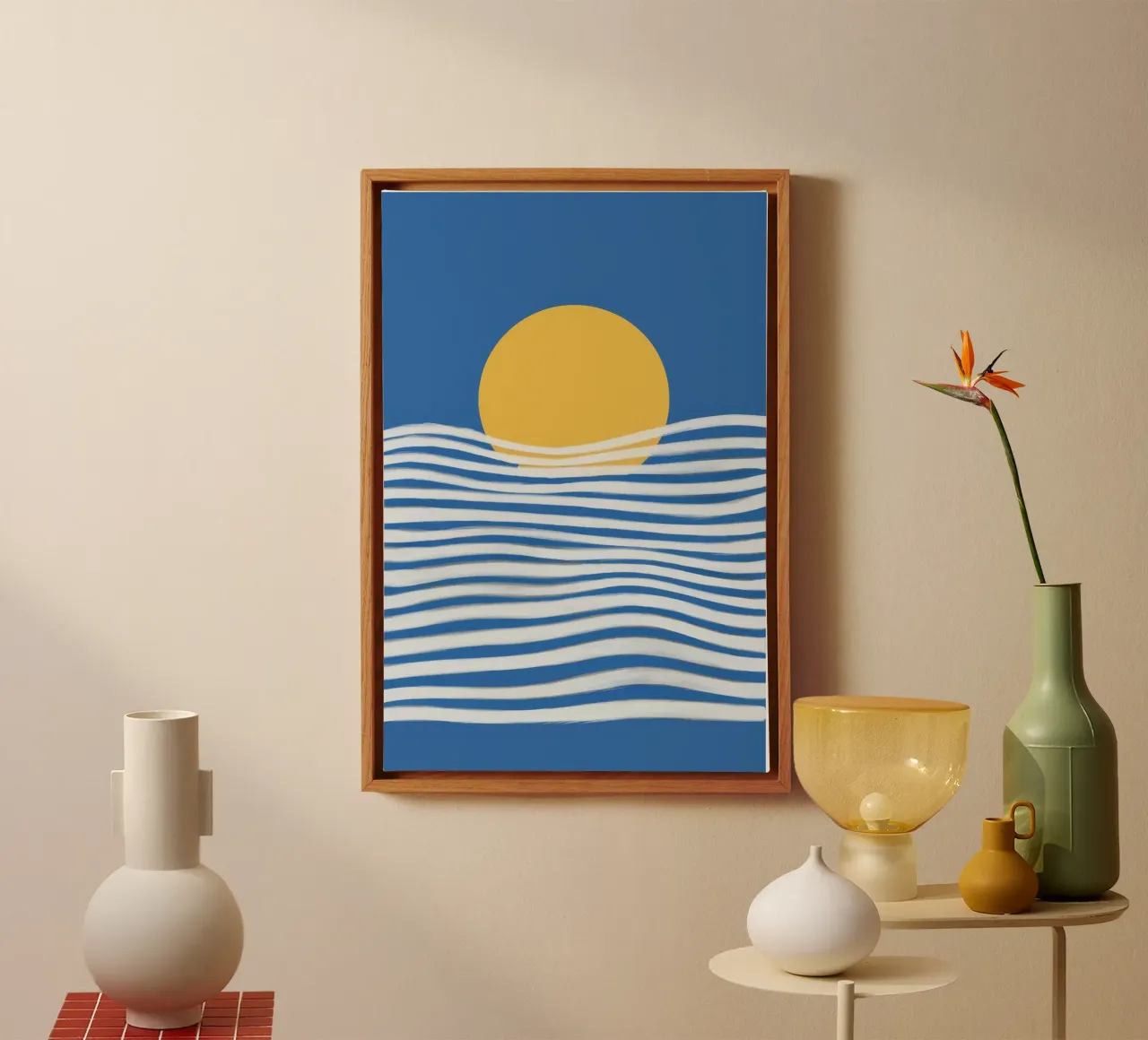 Zonnestraal Zeeglans canvas met Baklijst van Stone Patina