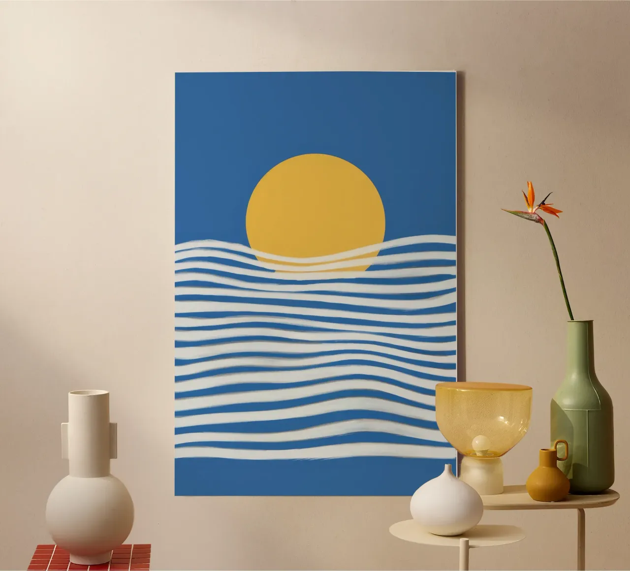 Zonnestraal Zeeglans canvas met Baklijst van Stone Patina