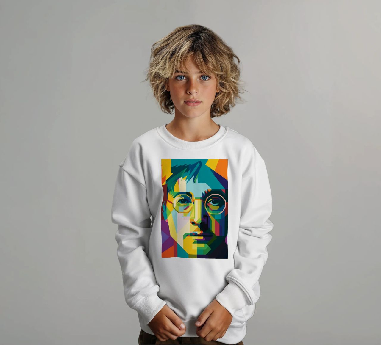john lennon retro pop art wpap felpa bambino da aiswa
