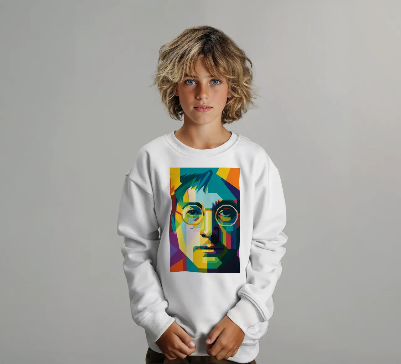 john lennon retro pop art wpap felpa bambino da aiswa