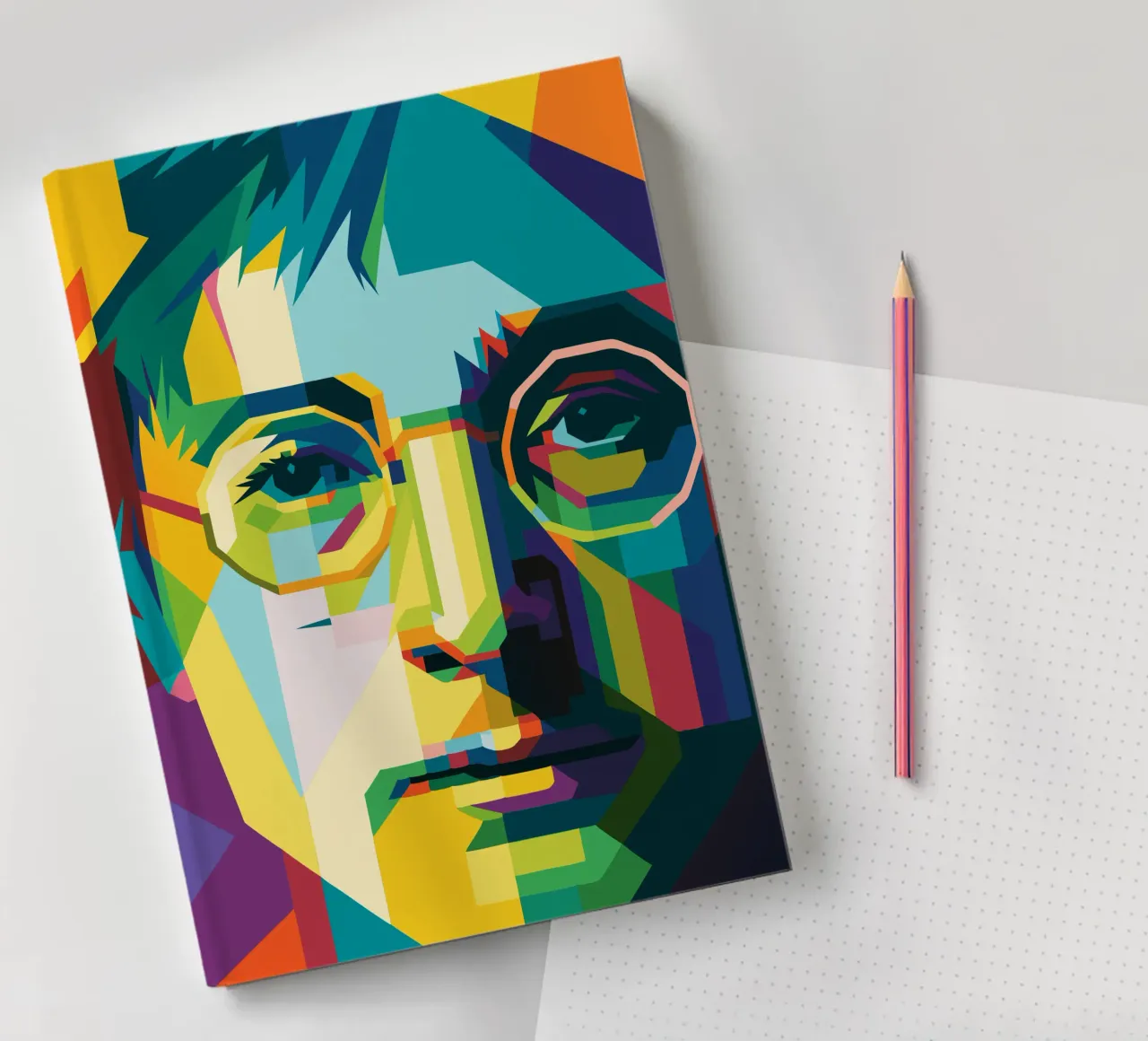 john lennon retro pop art wpap notebook by aiswa