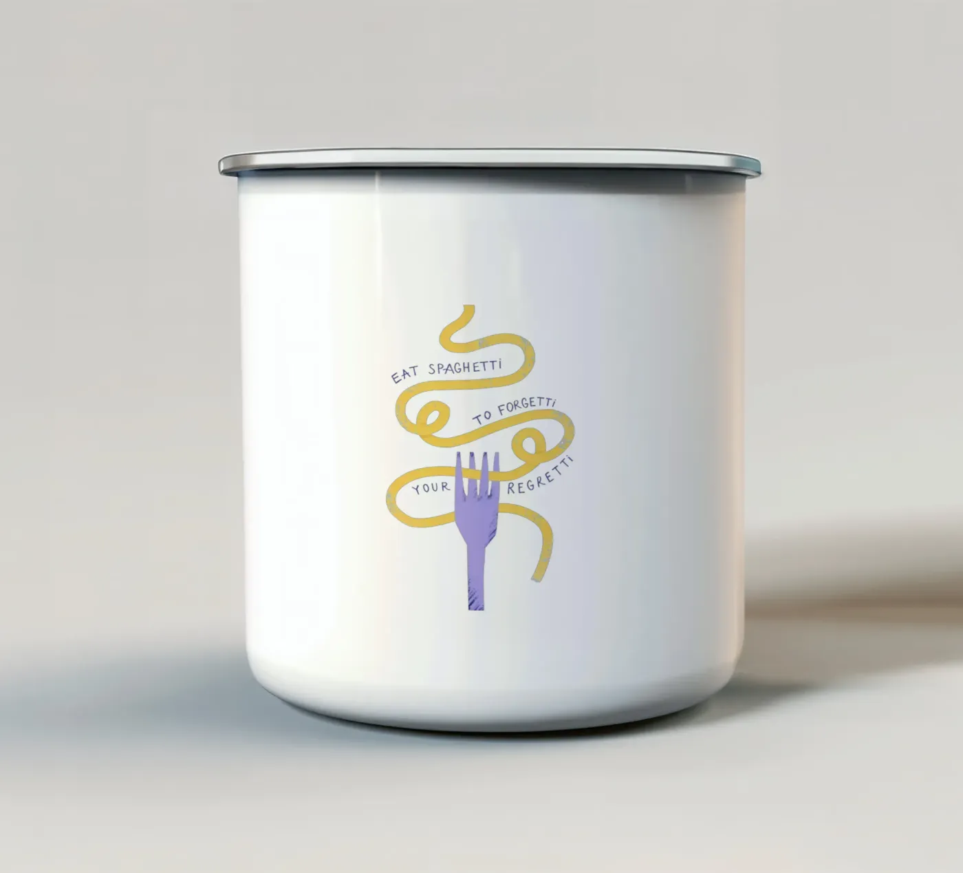 Eat Spaghetti enamel mug by Pure