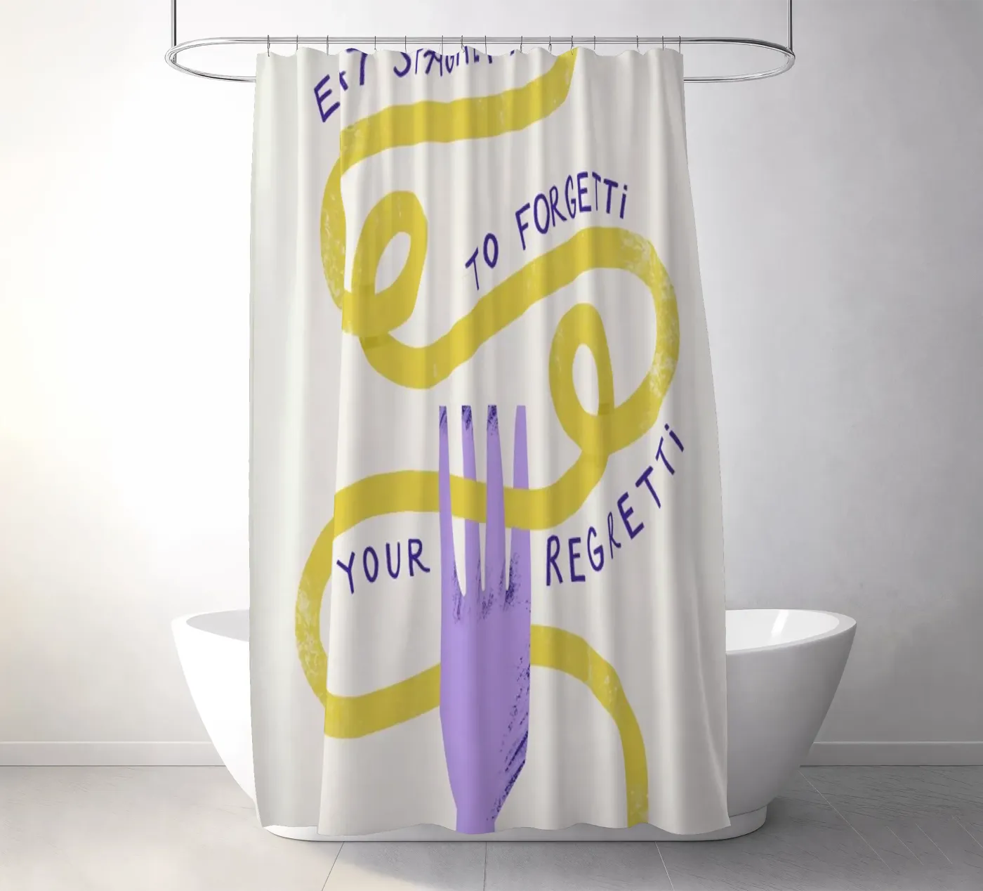 Eat Spaghetti shower curtain by Pure