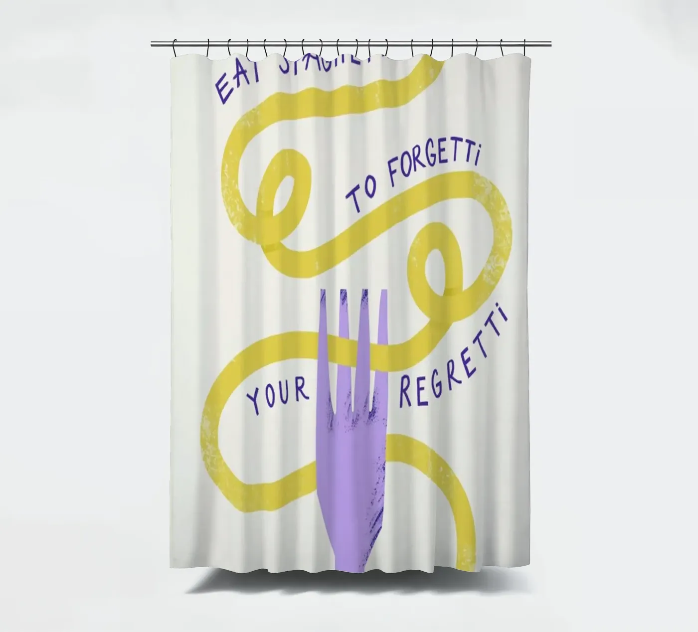 Eat Spaghetti shower curtain by Pure