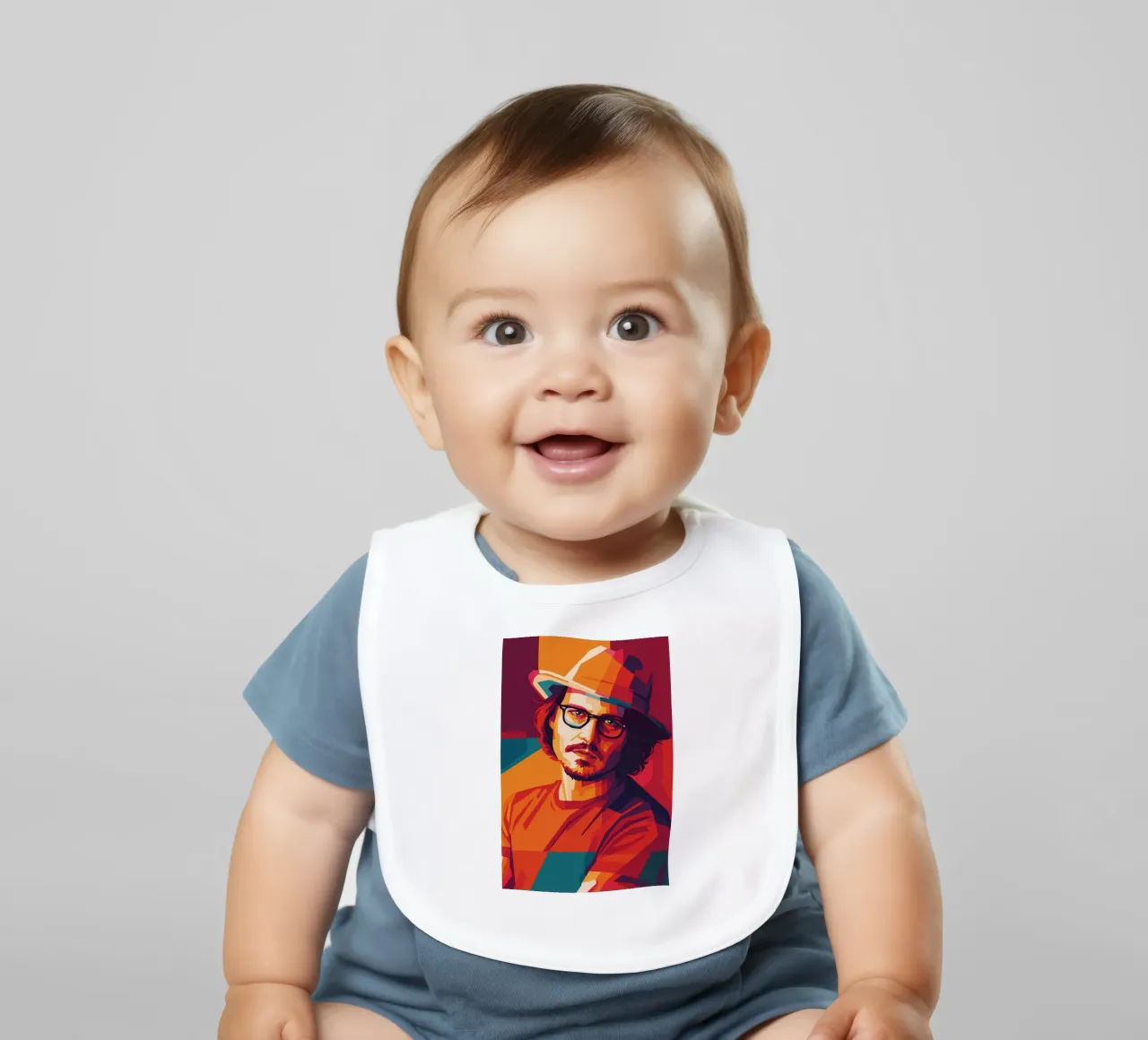 johnny deep retro popart wpap baby slabbetje van aiswa