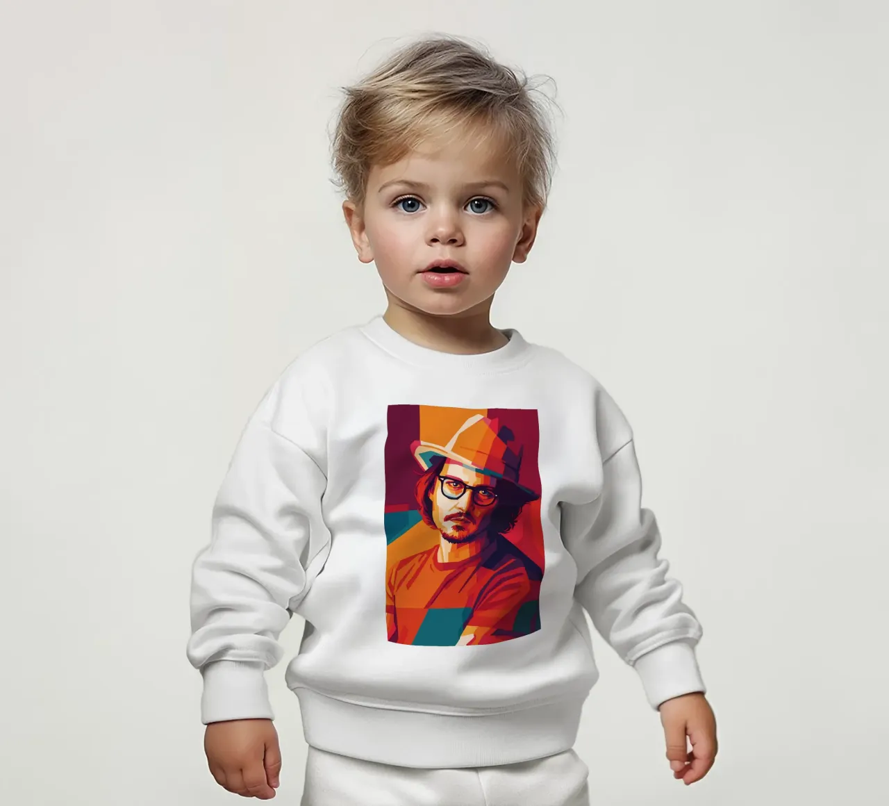 johnny deep retro pop art wpap felpa neonato da aiswa