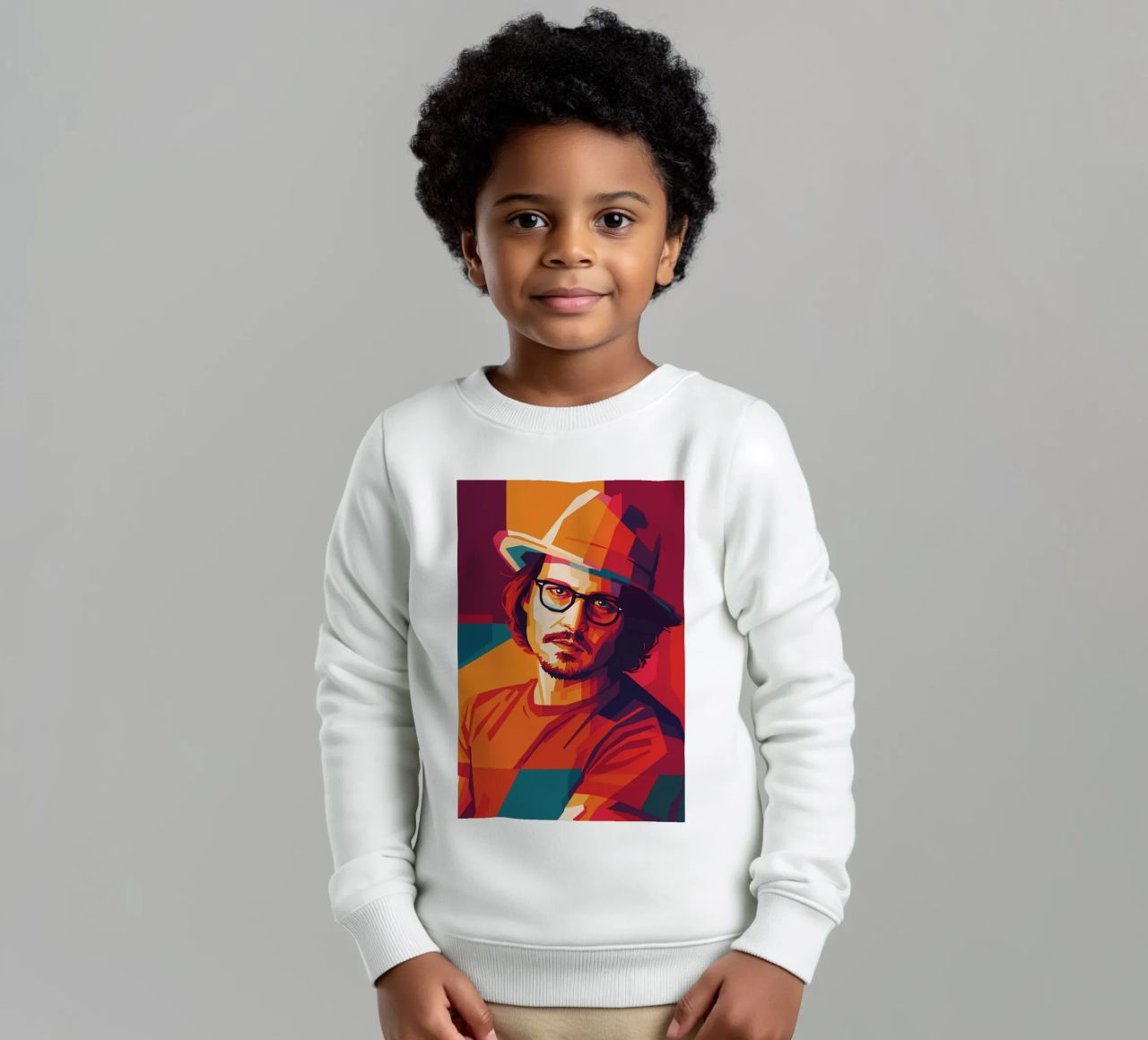 johnny deep retro pop art wpap felpa bambino da aiswa