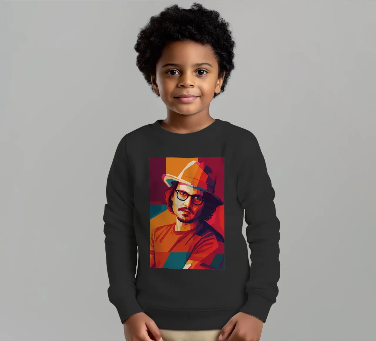 johnny deep retro pop art wpap felpa bambino da aiswa