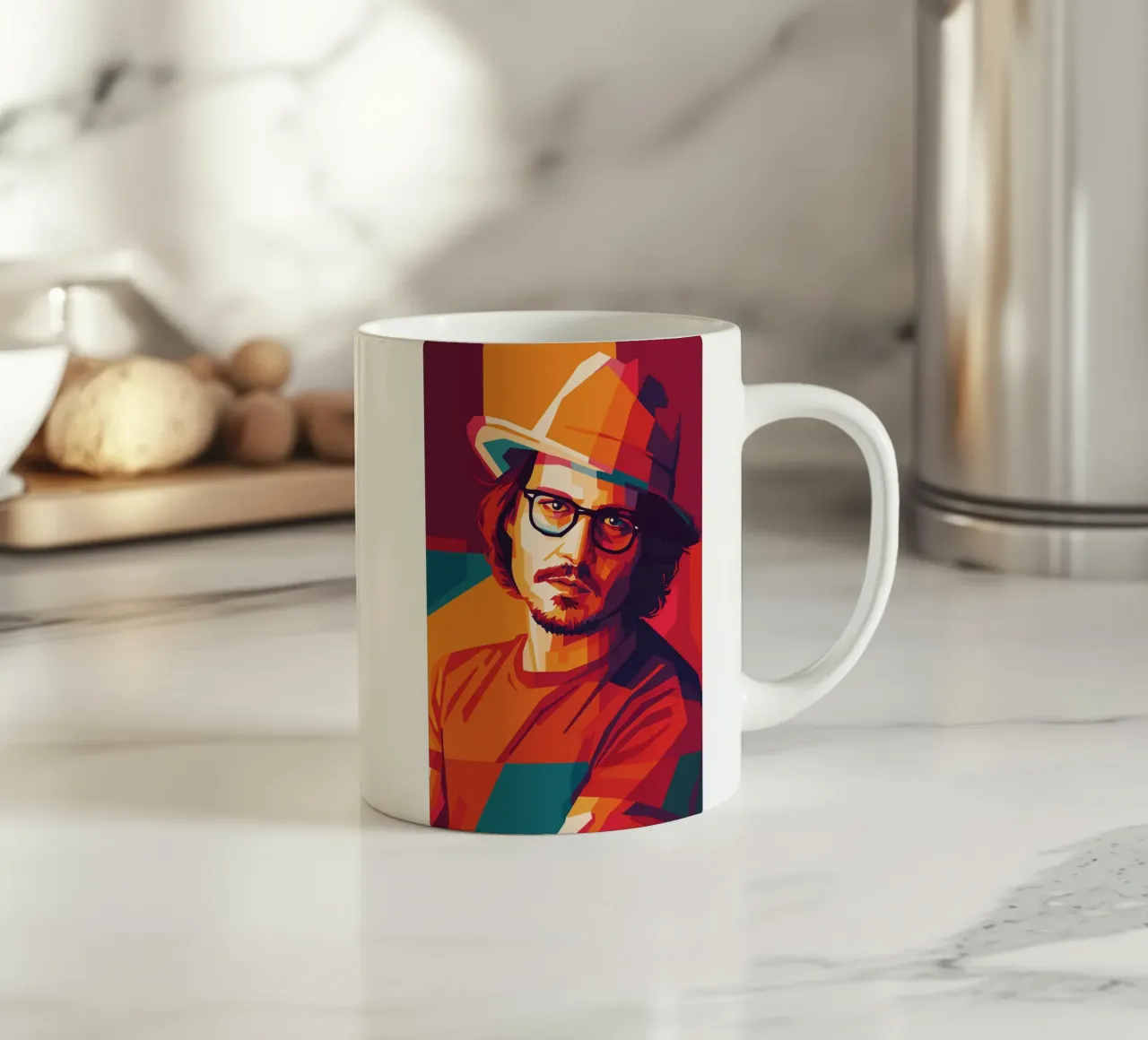 johnny deep retro pop art wpap Keramik Tasse von aiswa