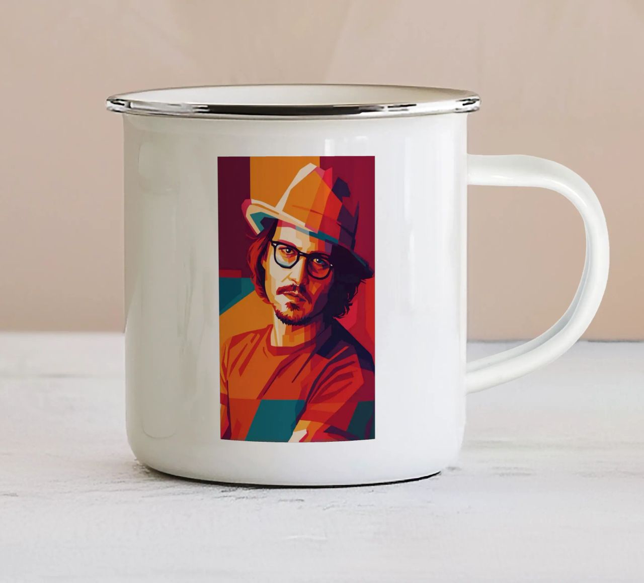 johnny deep retro pop art wpap tazza in smalto da aiswa