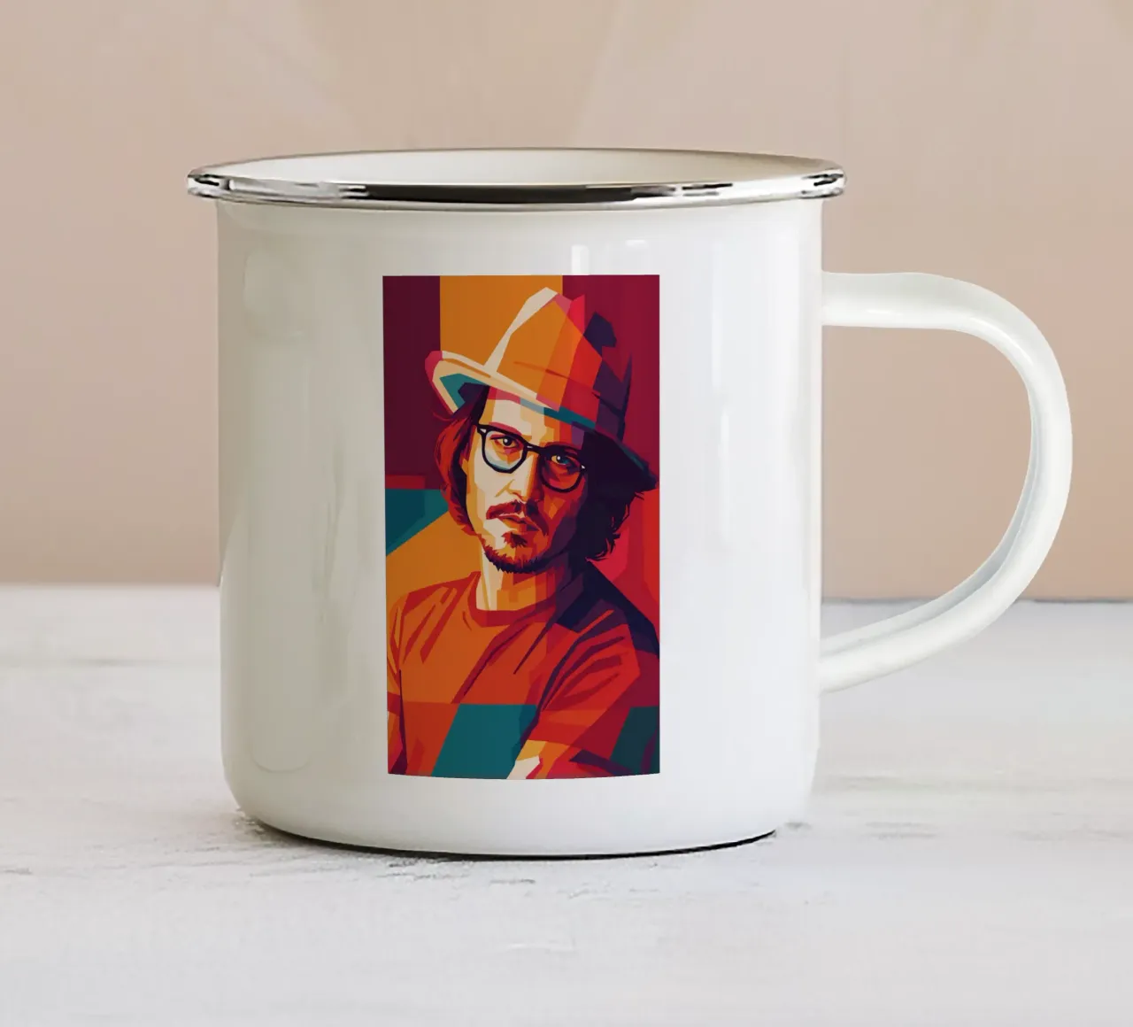 johnny deep retro pop art wpap mug en émail de aiswa