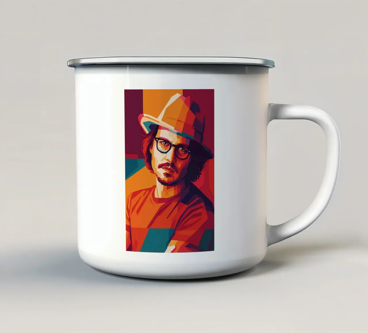 johnny deep retro pop art wpap tazza in smalto da aiswa