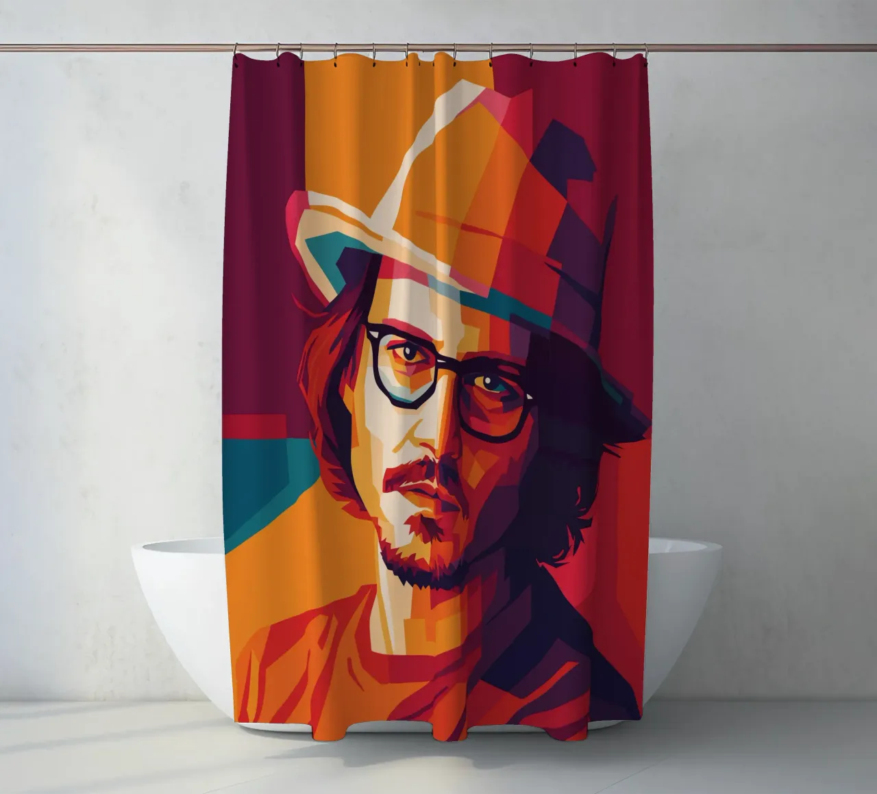 johnny deep retro pop art wpap tenda da doccia da aiswa