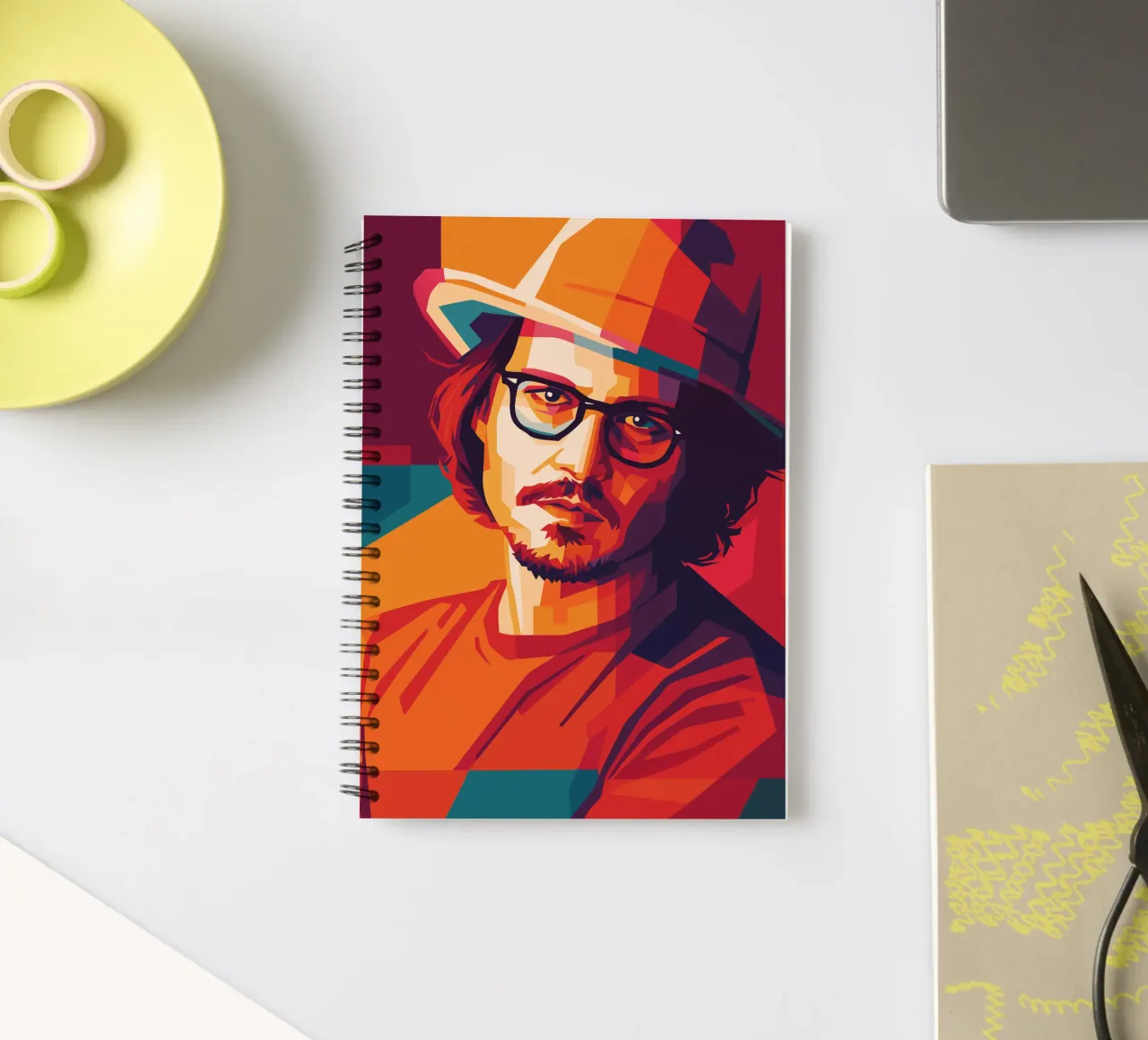 johnny deep retro pop art wpap spiral notebook by aiswa