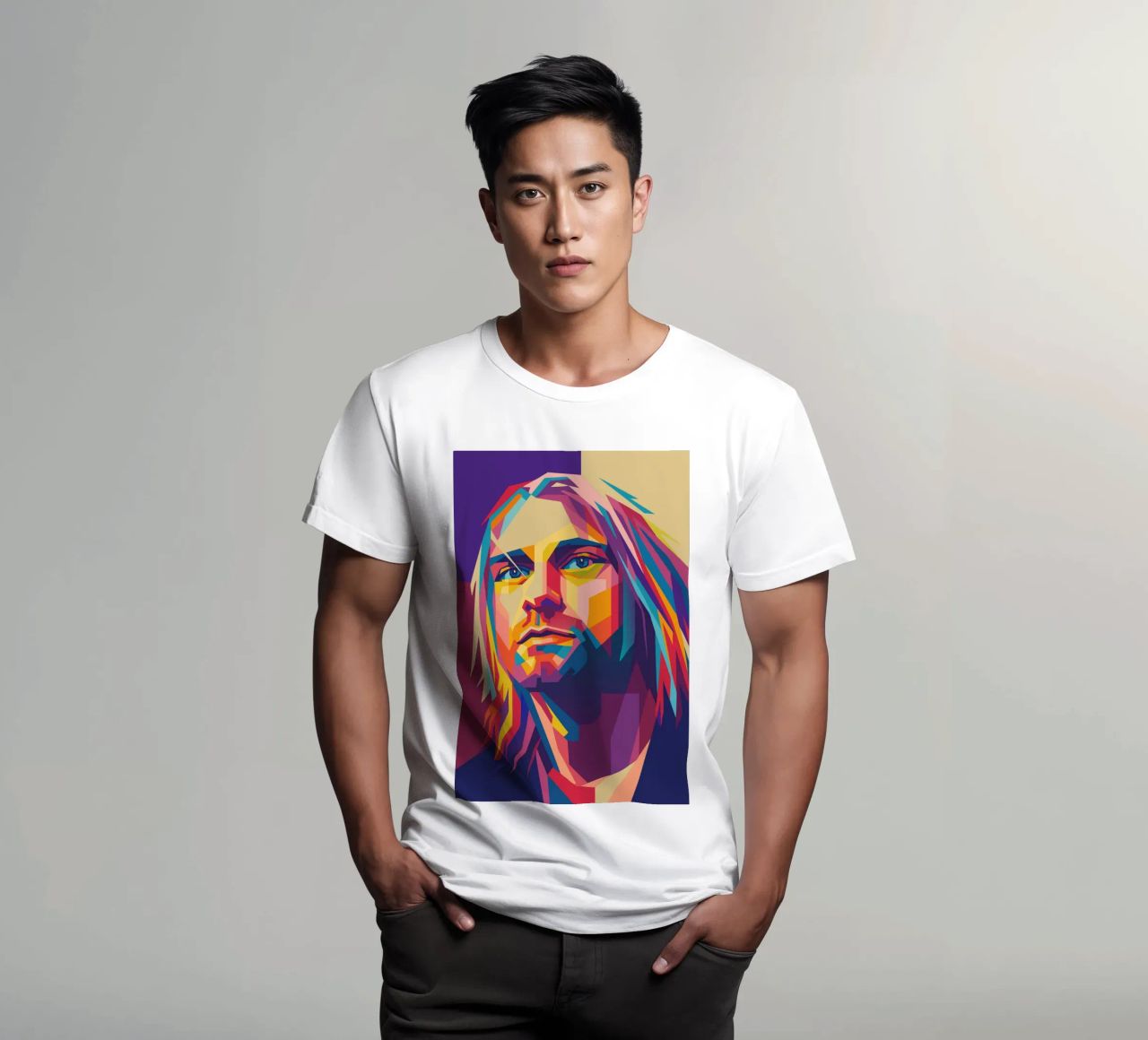 kurt cobain retro pop art wpap t-shirt da aiswa