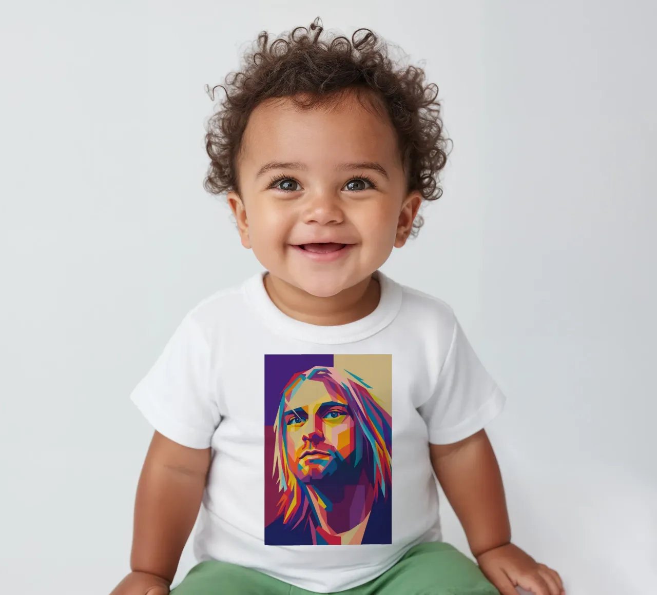 kurt cobain retro pop art wpap maglietta neonato da aiswa