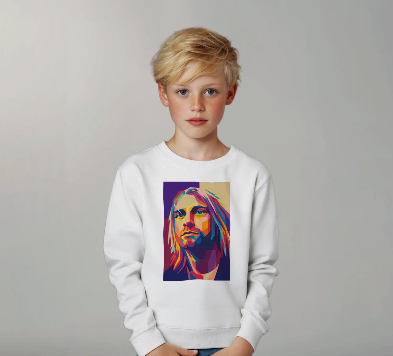 kurt cobain retro pop art wpap felpa bambino da aiswa