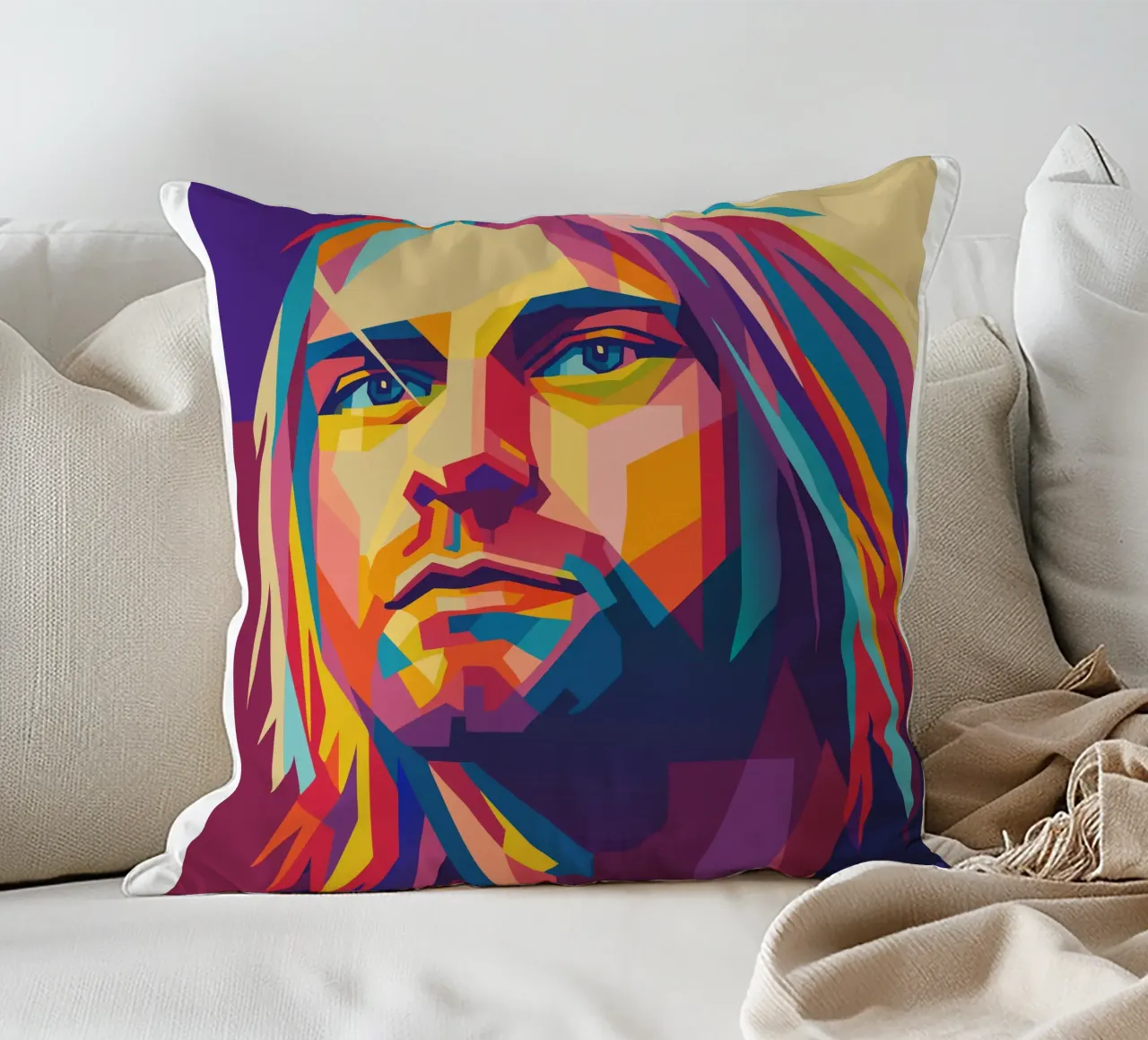 kurt cobain retro pop art wpap cojín de aiswa