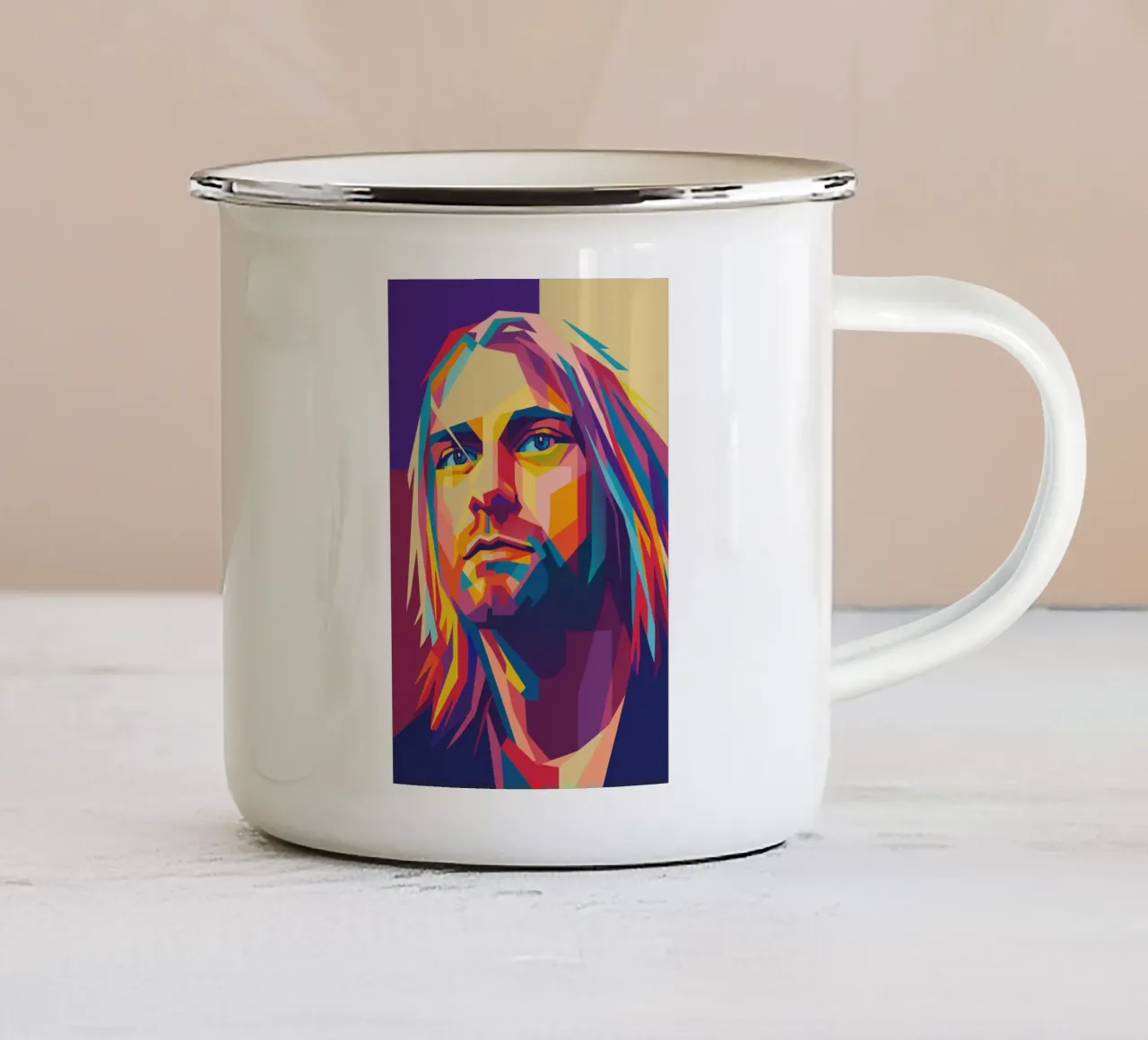 kurt cobain retro pop-art wpap emaille mok van aiswa