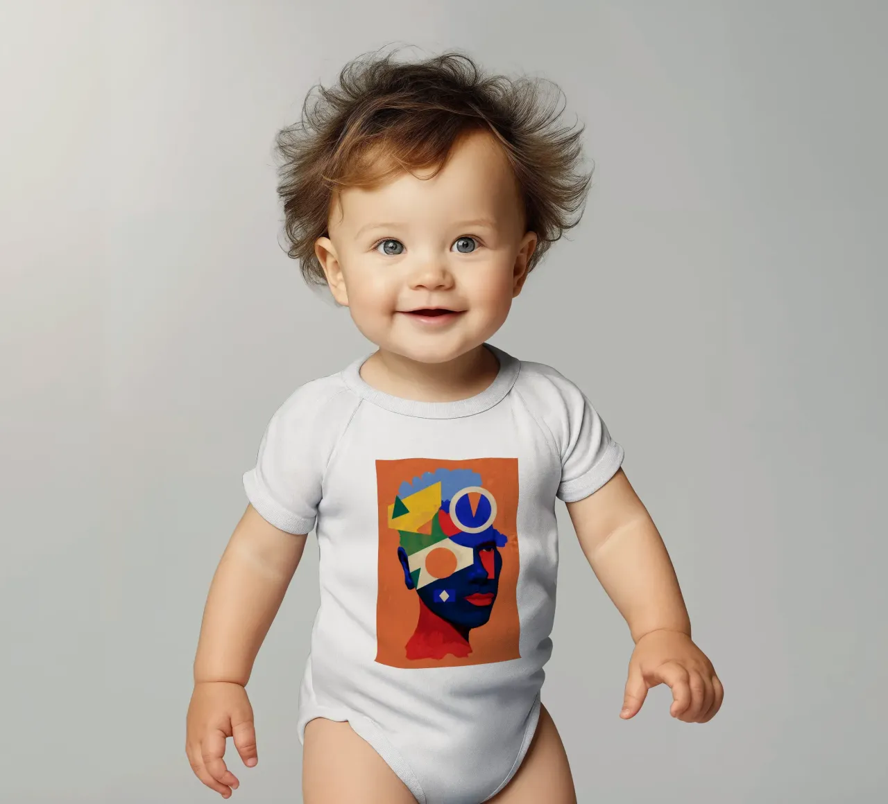 Ritratto cubista a colori body neonato maniche corte da Paez Harmony