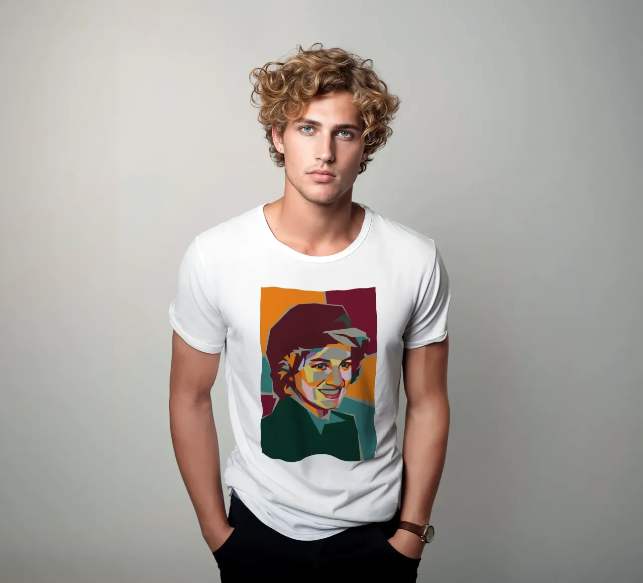 lady diana retro pop art wpap t-shirt da aiswa