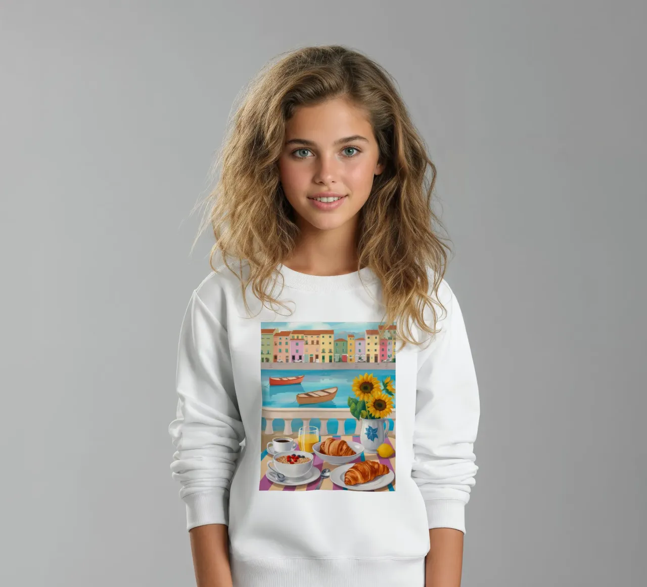 Terrazza per la colazione con vista sul mare felpa bambino da Paez Harmony