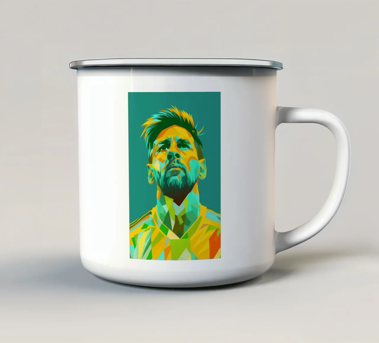 lionel messi retro pop art wpap enamel mug by aiswa