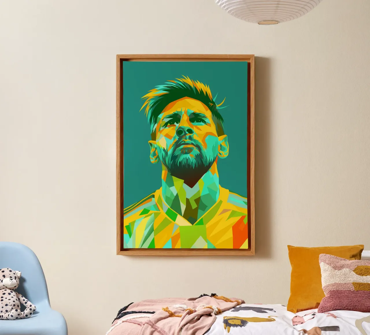 lionel messi retro pop-art wpap canvas met Baklijst van aiswa