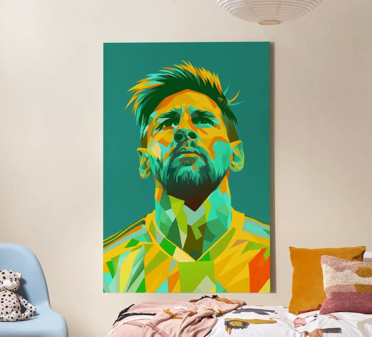 lionel messi retro pop-art wpap canvas met Baklijst van aiswa