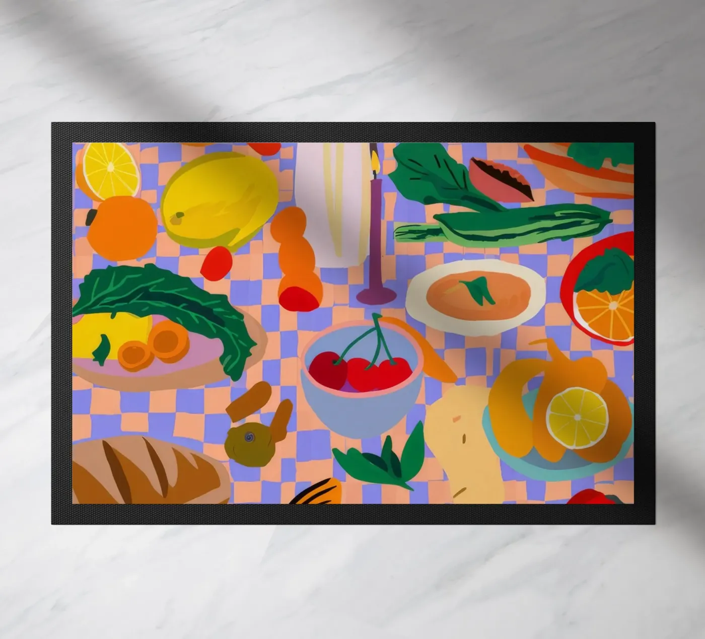 Orchard Table Spread doormat by Paez Harmony