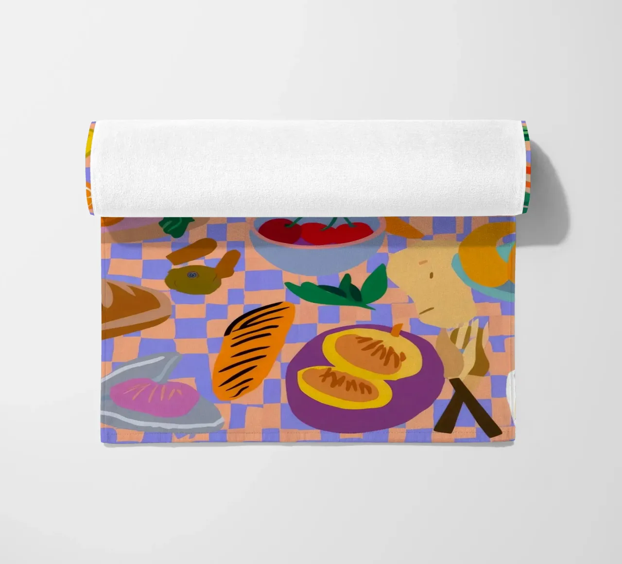 Orchard Table Spread beach towel by Paez Harmony