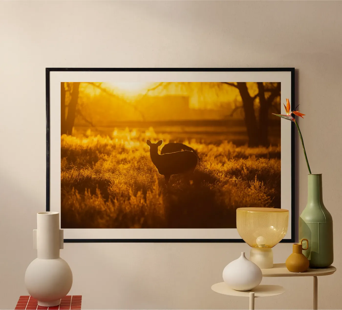 deer sunset poster by Earthly Visions