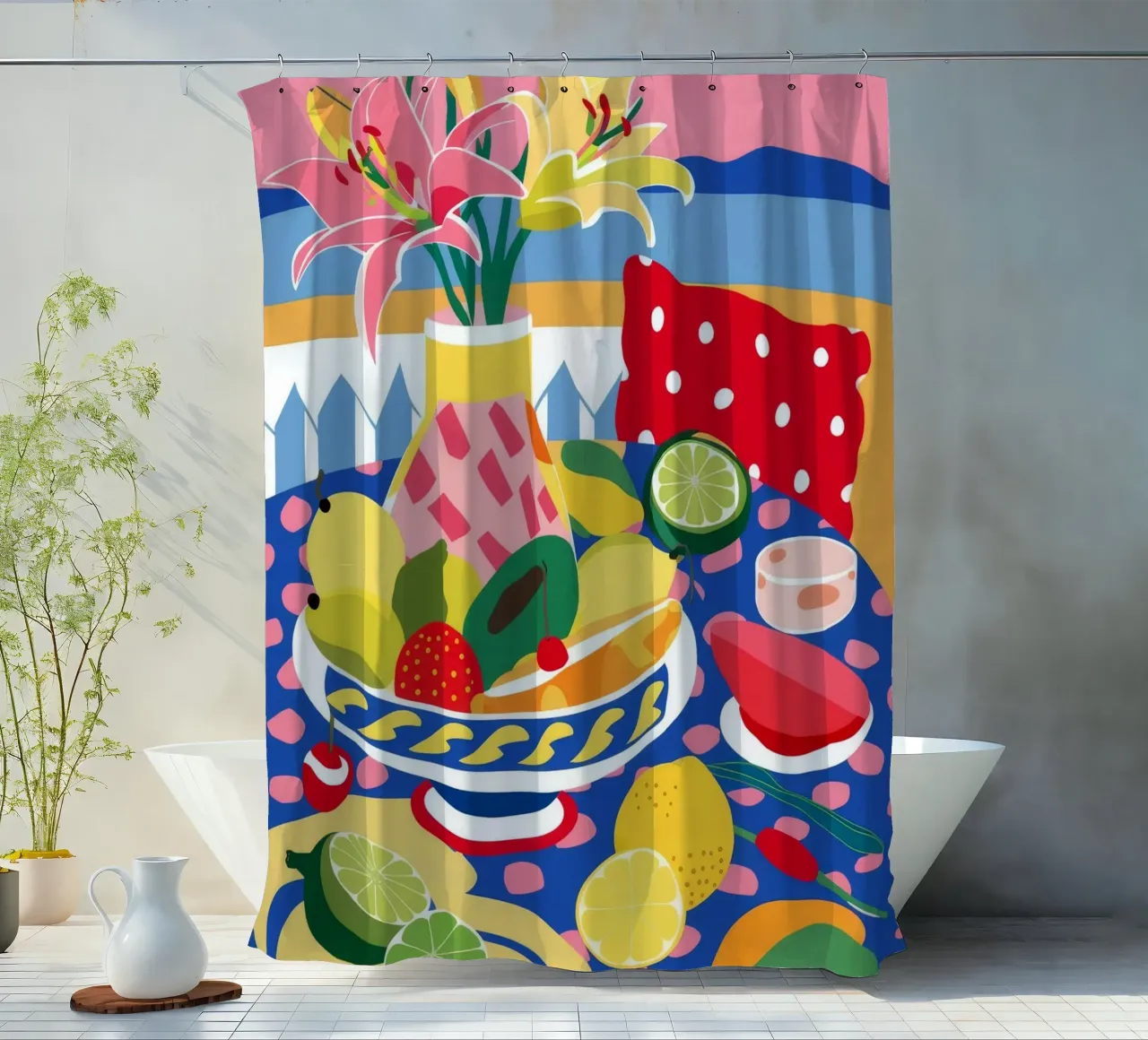 Fiesta di frutta a pois tenda da doccia da Paez Harmony