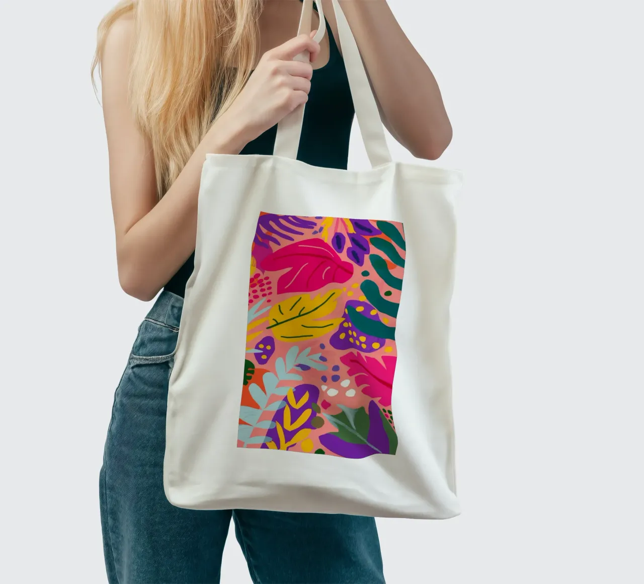Vivid Leaf Cascade tote bag by Lumi Eyes