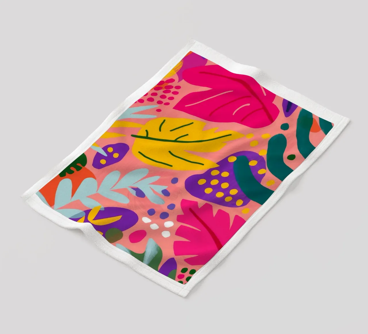 Vivid Leaf Cascade fleece blanket by Lumi Eyes