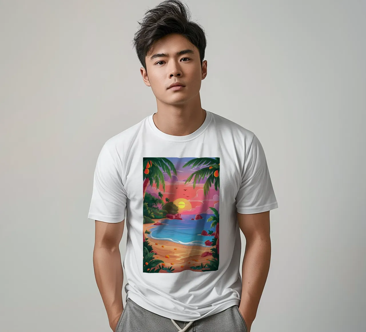Spiaggia del tramonto Tranquillità t-shirt da Paez Harmony