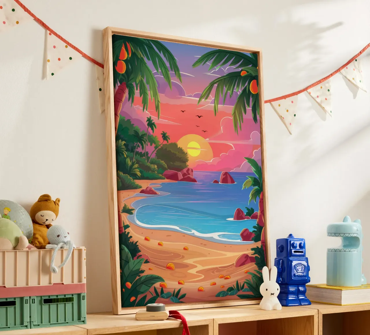 Zonsondergang Strand Rust canvas met Baklijst van Paez Harmony