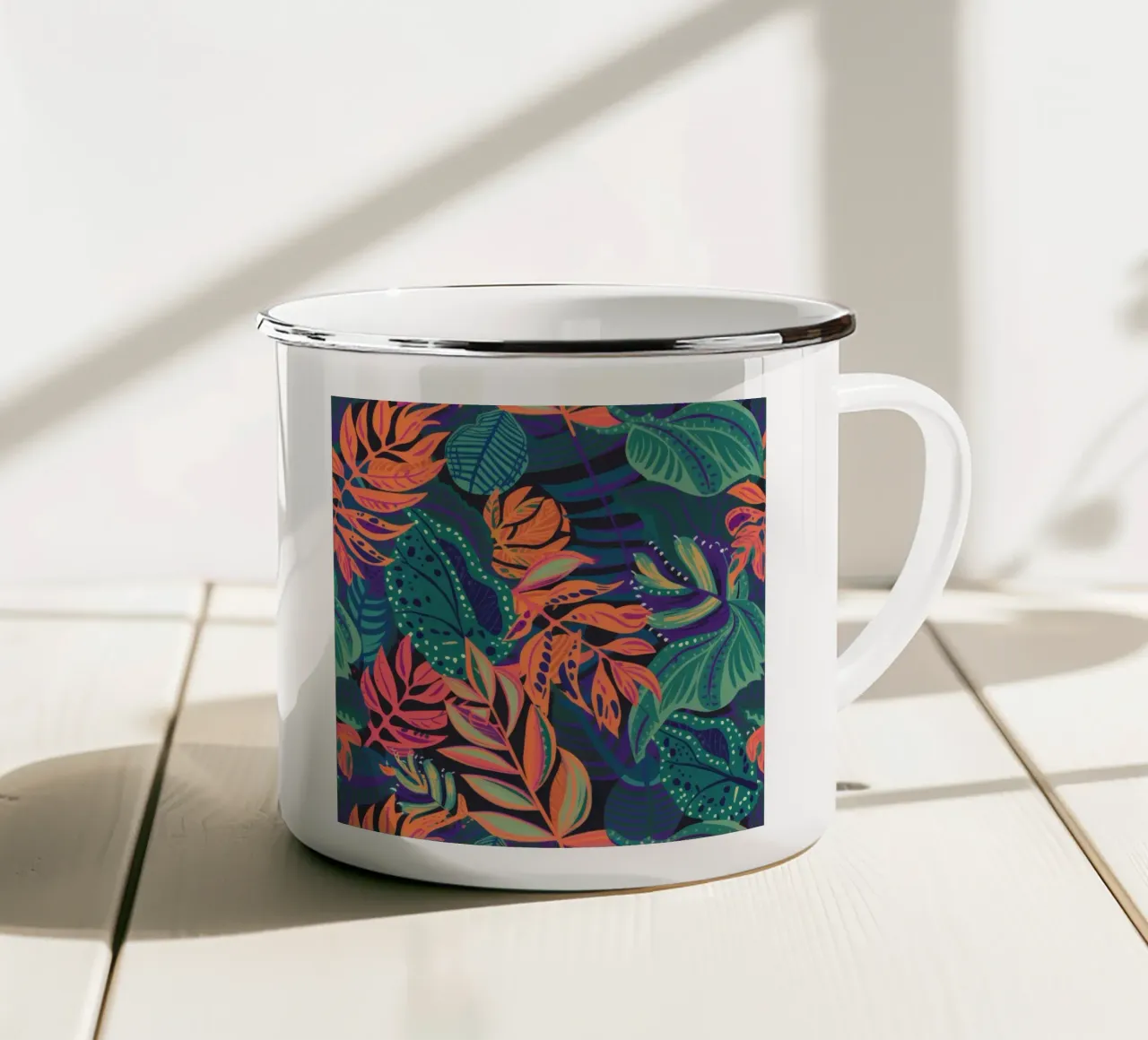 Arazzo Jungle Leaf tazza in smalto da Paez Harmony