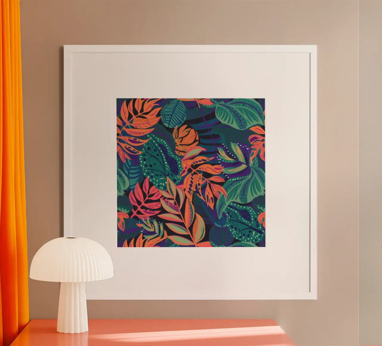 Arazzo Jungle Leaf poster con telaio in legno da Paez Harmony