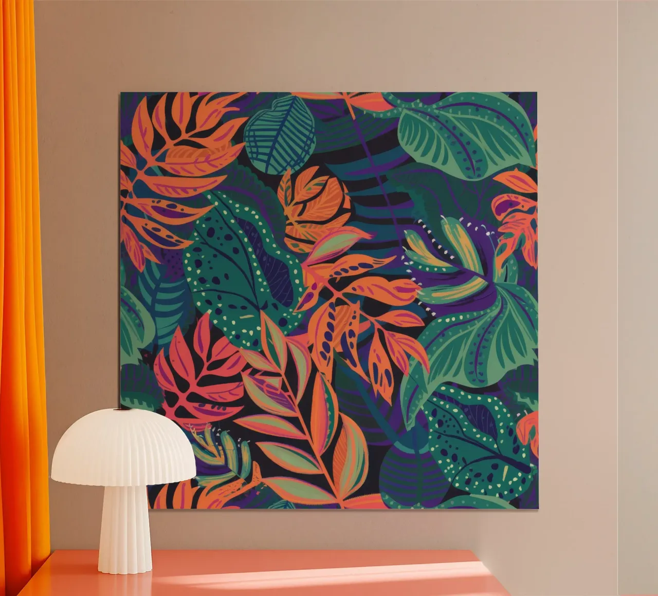 Arazzo Jungle Leaf poster con telaio in legno da Paez Harmony
