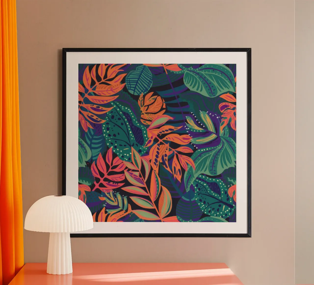 Arazzo Jungle Leaf poster con telaio in legno da Paez Harmony