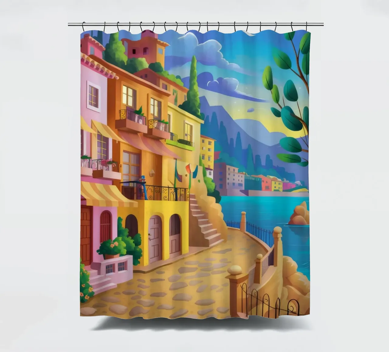 Canal Side Evening shower curtain by Paez Harmony
