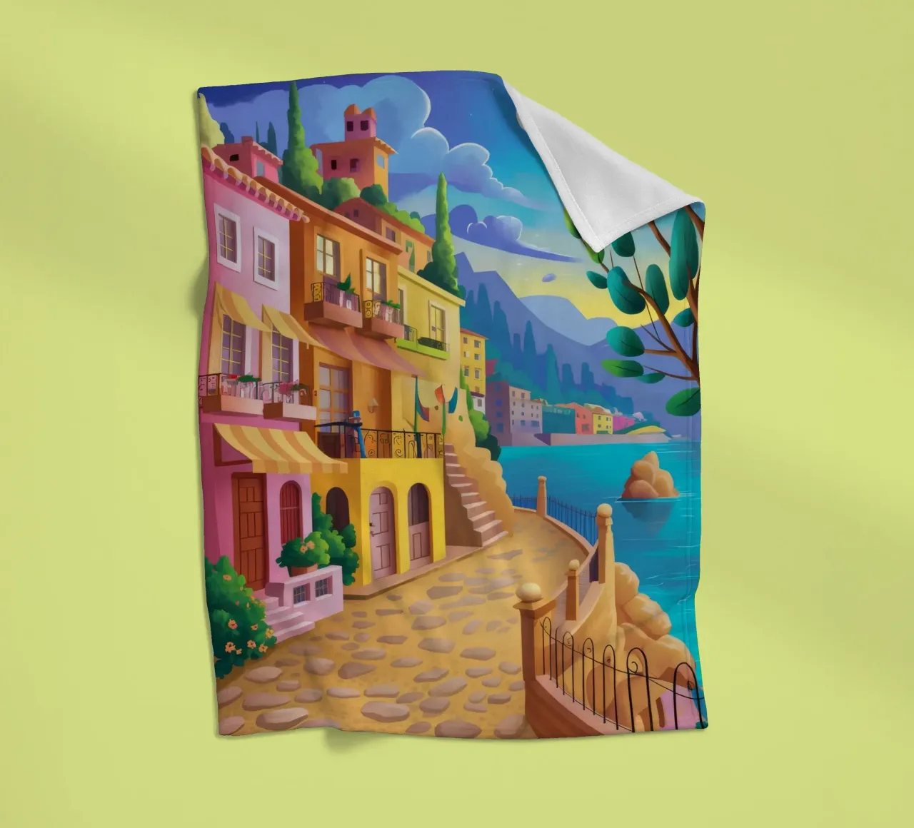 Canal Side Evening fleece blanket by Paez Harmony