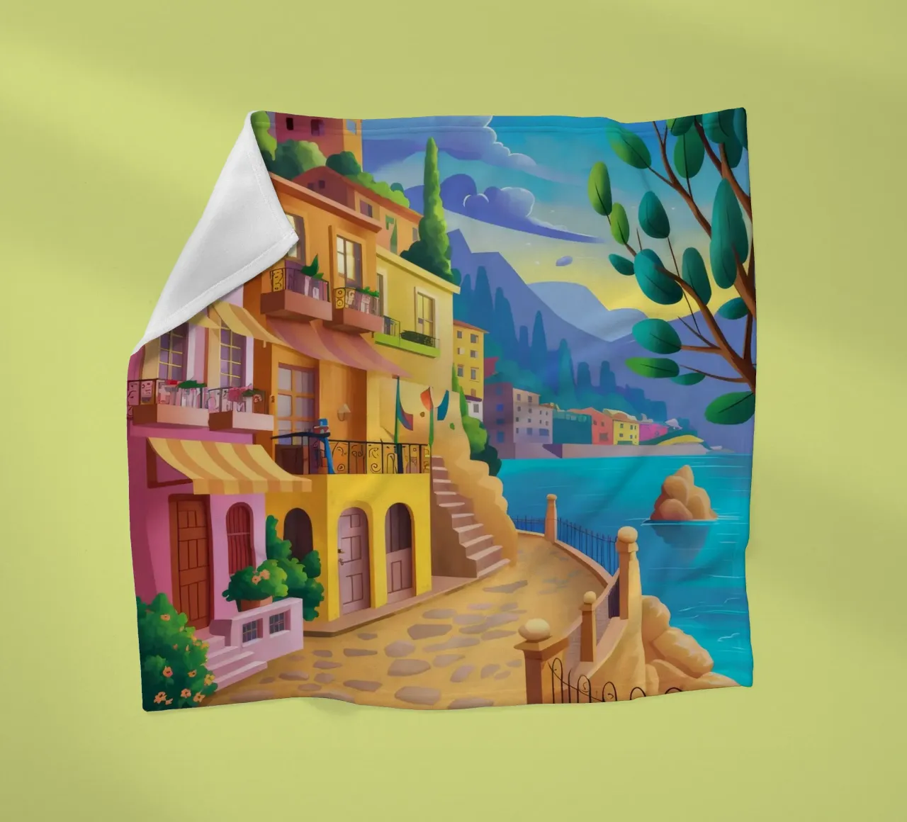 Canal Side Evening fleece blanket by Paez Harmony