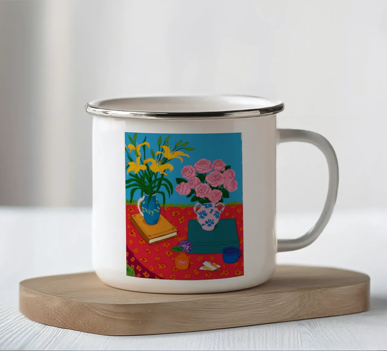 Tè delle rose tazza in smalto da Paez Harmony