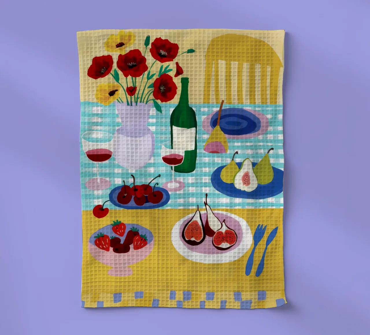 Summer Terrace Feast tea towel by Paez Harmony