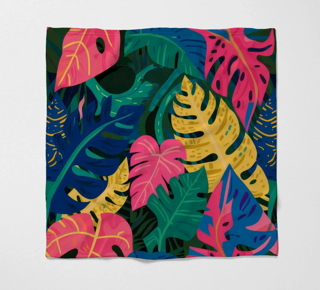 Neon Monstera Night fleece blanket by Paez Harmony